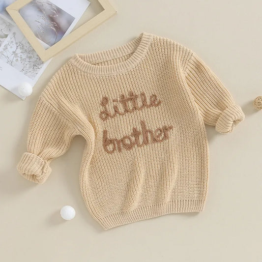 Baby Boys Embroidery Crew Neck Long Sleeve Knit Sweater